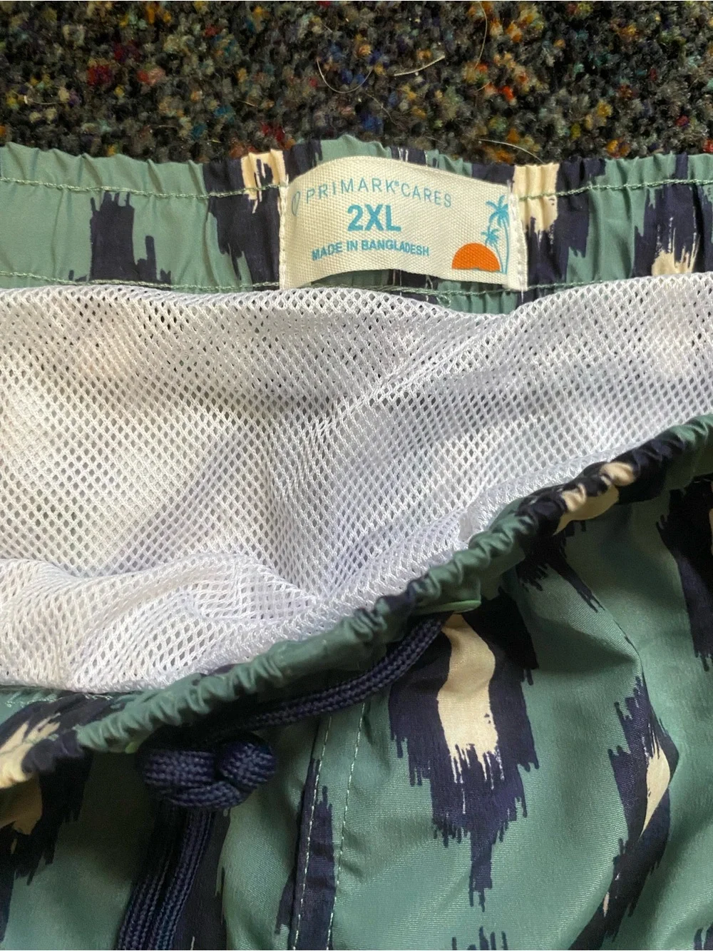 Primark Green And Black Ikat Swim Trunks With Pockets Size XXL NEW